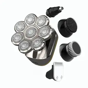 Komex-Afeitadora eléctrica de cabeza 8 en 1 para hombre, máquina de afeitar inalámbrica con cabezales flotantes 8D, afeitadora rotativa de cabeza calva