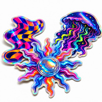 Autocollants holographiques trippy personnalisés, imprimés, adhésifs, résistants à l'eau et aux UV, en vinyle découpé, pour casque de skateboard