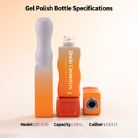 Logo personnalisé Nouveau Design 10ml Carré Liquide Forme Débit Vernis À Ongles Bouteille En Verre avec Bouchon et Brosse Plate pour Vernis À Ongles Gel UV
