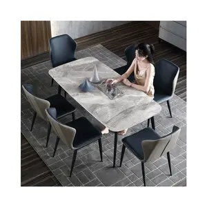 2024 YOUTAI High quality light luxury rock plate dining table rectangular modern simple household marble dining table