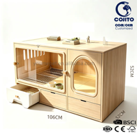 Mobilier pour chat moderne et durable en bois, meuble de salon intérieur de luxe avec bac à litière dissimulé, condo multifonctionnel pour animaux de compagnie