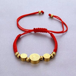 Bracelet de perles de Vierge Marie en acier inoxydable tissé réglable bijoux religieux prêtre exorciste tissé - Product Image 3