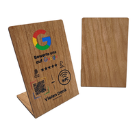 Table de support d'examen google NFC en bois personnalisée Ntag213 affichage de la carte de code QR pour Google Review Restaurant Menu carte de médias sociaux