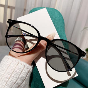 レディースフォトクロミックブルーライトブロックラウンドフレームメガネメイクアップフリーフェイススリミング売れ筋ファッションアイウェア - Product Image 1