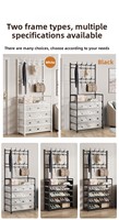 Meuble de rangement métallique multi-niveaux de style modulaire pour la maison, avec porte-chaussures et crochets pour l'entrée