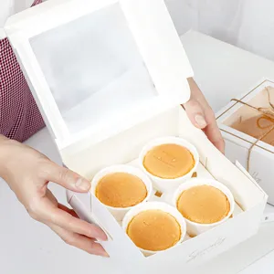 Giá Rẻ Tùy Chỉnh Tái Chế Kraft Hộp Giấy Cho Bánh, Bánh Cupcake Bao Bì Với Nhựa Rõ Ràng Windows