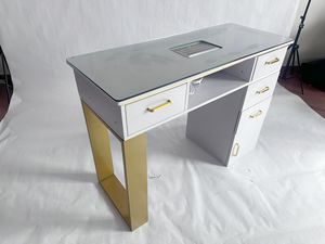 Muebles Modernos para Salón de Belleza, Mesa de Manicura Individual Blanca con Colector de Polvo - Product Image 4