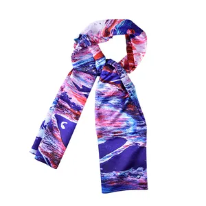 Long size Winter neck luxury brand Shawl Scarf With Tassel custom print design silk Pashmina