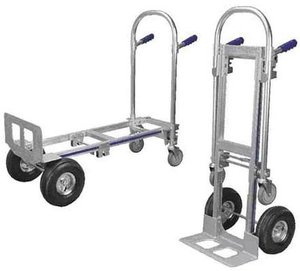 3 in 1 Aluminum Portable Industrial Four-<b>Wheel</b> Hand <b>Cart</b> Folding Trolley Extended Plate Non Slip Handle Utility Moving Ramp - Product Image 1