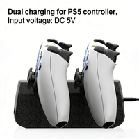 Chargeur avec indicateur LED YJT-5OT2076 pour manette PS5 P5/P5 Slim/PS5 Professional, manette à double vibration avec pavé tactile rechargeable