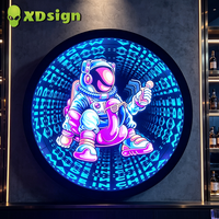 Boîte à lumière LED 3D personnalisée pour extérieur, miroir infini, acrylique multicouche, étanche IP65, contrôlée par Bluetooth, décoration murale publicitaire
