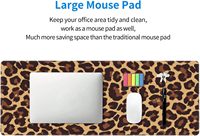 Alfombrilla de Ratón para Juegos con Estampado de Leopardo, Antideslizante, XL, Grande, con Borde Cosido, Base de Goma, para Computadora Portátil, PC