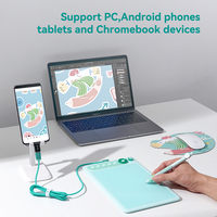 Tablette graphique Parblo Intangbo X7 7 pouces avec nouvelle technologie, stylet à course courte, stylet dur S01 (noir/vert/rose)