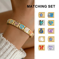 Bracelet de Charms Italiens en Acier Inoxydable Anti-ternissement, Motifs Léopard, Nœud Papillon, Cœur, Cerise, Personnalisable, Vente en Gros
