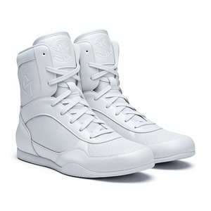รองเท้ามวยปล้ำผู้ชาย KLTW INT'L รุ่นหุ้มข้อสูง สีขาว หนัง PU พื้นยาง รองรับแรงกระแทก พื้นรองเท้าชั้นกลางแบบอื่นๆ รองเท้าผ้าใบสำหรับฝึกซ้อมต่อสู้ ฝึกซ้อมในริง - Product Image 1
