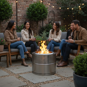 Brasero dôme en acier inoxydable pour l'extérieur, utilisable toute l'année, allumage manuel, montage facile, design moderne, chauffage rapide et réglable - Product Image 5