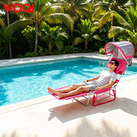Chaise longue de plage WOQI avec auvent, trous pour le visage et les bras, chaise longue rembourrée réglable pour la plage