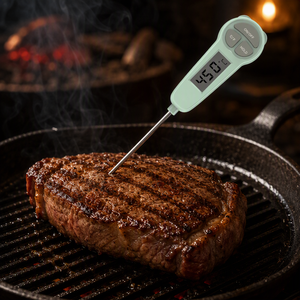 Thermomètre alimentaire numérique à lecture instantanée, sonde en acier inoxydable 304, thermomètre <span class=keywords><strong>de</strong></span> cuisson pour viande, pour la cuisson au four et la grillade, commutateur C/F - Product Image 1