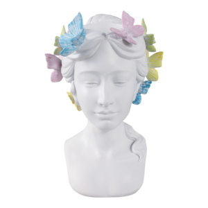 Vaso per Fiori a Forma di Busto Femminile con Farfalle, Decorazione per Interni ed Esterni in Resina - Product Image 1