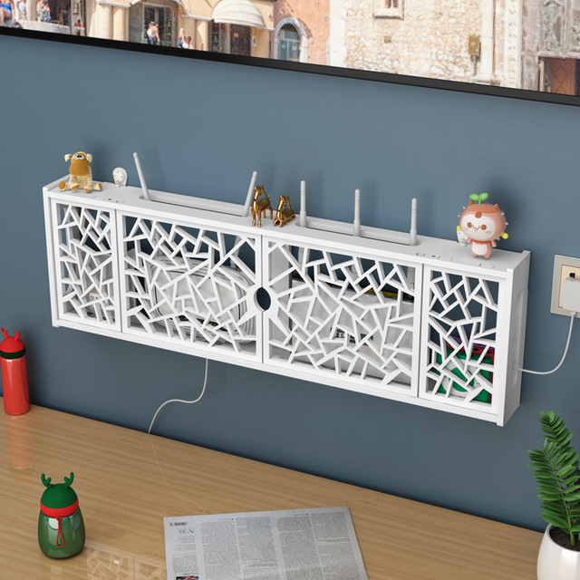 Custom Wall-mounted TV Set-top Box Rack Wireless Router Storage Box Shelf