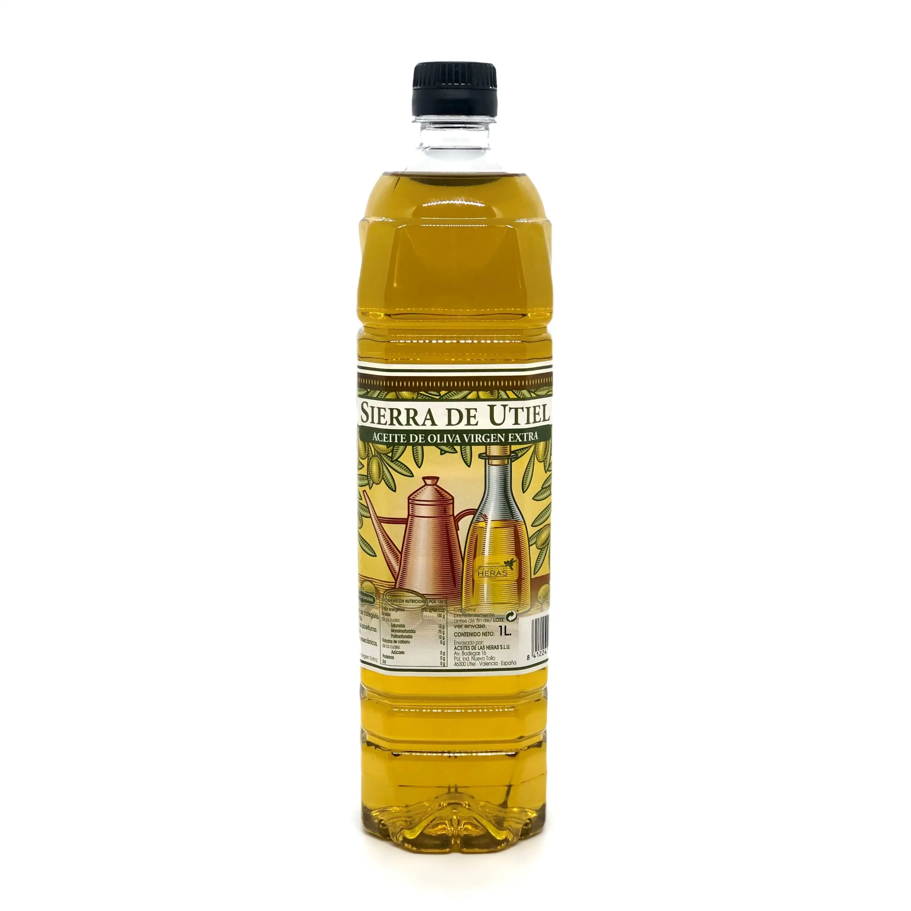 Sierra de Utiel, Natives Olivenöl extra 1 Liter PET-Flasche, erstes kalt gepresstes spanisches Olivenöl