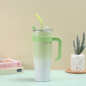 40oz Car Travel Ice Bully Handle <b>Tumbler</b> Vacuum <b>Cup</b> Lid <b>Straw</b> Non-Slip Base ODM OEM Custom Design - Product Image 6