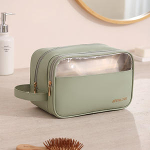 Trousse de toilette Beenlove vert clair rectangulaire, trousse à maquillage portable avec fenêtre transparente pour les voyages - Product Image 2
