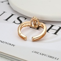 Anillo de Cobre Chapado en Oro de Alta Gama, con Circones, Diseño Abierto Exquisito, Estilo Bestia y Bella, Popular Transfronterizo para Aniversario