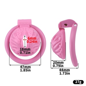 Jaula de Castidad Masculina FRRK Sissy Pink Pussy Cock Cage, Dispositivo de Castidad con Anillos para Pene, Juguete Sexual BDSM para Esclavos, 18+, Gay, Femboy - Product Image 6