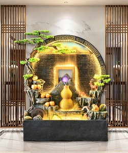 Nouvelles fontaines d'eau circulantes chinoises en roche artificielle, décoration murale en fibre de verre Feng Shui en forme de gourde pour la maison, le jardin et le bureau - Product Image 1