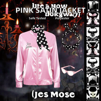 Ensemble de costume de cinéma et de télévision en satin rose des années 1950, déguisement d'Halloween pour femmes et filles
