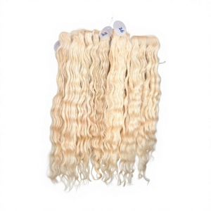Extensions de cheveux humains indiens Remy blonds ondulés, super double drawn, double trame machine, cuticules entièrement préservées pour rallongement en salon - Product Image 1