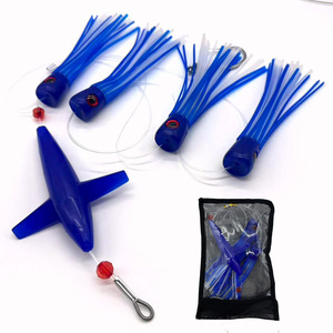 Vente en gros d'hameçons de pêche à la traîne personnalisés en forme de pieuvre bionique, avec hélice de type 'splash-making bird teaser', en gros, pour la pêche en haute mer de marlin, thon, maquereau, en ABS - Product Image 1