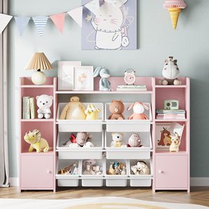 Libreria per bambini ha 8 scatole di immagazzinaggio e 4 scomparti aperti in legno cubo libreria - Product Image 3