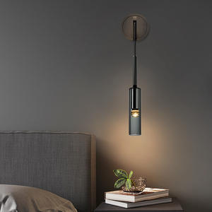 Italian Minimalist All-Copper Crystal Bedside <b>Wall</b> Middle LED Adjustable Height Luxury Hotel Living Room <b>TV</b> Background Ambient - Product Image 5