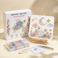 Kit d'art mosaïque DIY, ensemble de pierres de verre pour mosaïque, kit de carreaux de mosaïque avec chevalet en bois, kit d'artisanat de décoration intérieure pour adultes