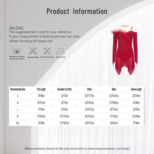 Robe de patinage artistique pour femme, ornée de strass, corsage froncé, jupe à volants, manches longues en maille transparente, pour compétition et performance, personnalisable - Product Image 6