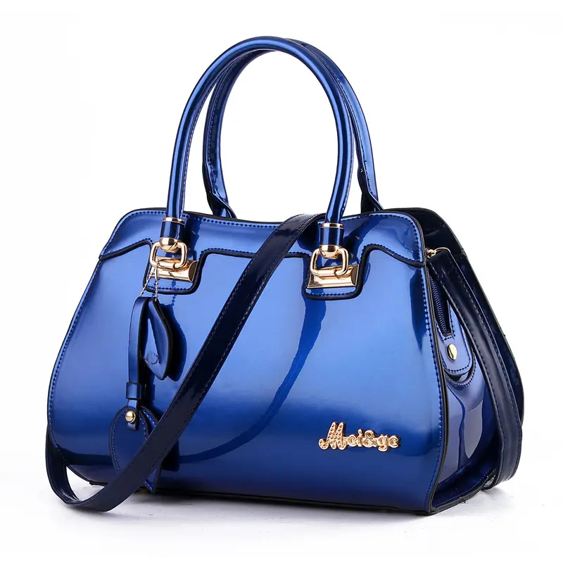 Luxury PU Leather Bags Easy To Carry Top Grade Embroidery Patent Shiny Handbag Ladies Hand Bags For Women Low Price
