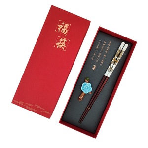 Chất lượng cao văn hóa và sáng tạo Hộp Quà Tặng thiết lập số lượng lớn dài tensoge gỗ đũa biểu tượng tùy chỉnh cá nhân bọc Bộ đồ ăn - Product Image 2