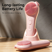 Nettoyant visage en silicone et masseur facial 2-en-1 chauffant à compresse chaude, étanche IPX7, nettoyeur de pores pour usage domestique, format voyage