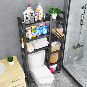 Organizzatore da Bagno in Metallo Espandibile Multi-Livello Sopra il WC <span class=keywords><strong>con</strong></span> Asta Appendiabiti, Scaffale Angolare per Asciugamani e Lavanderia - Product Image 2