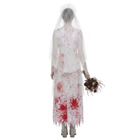 Robe de mariée fantôme sanglante, costume d'Halloween blanc déchiré pour fête d'horreur et performance scénique