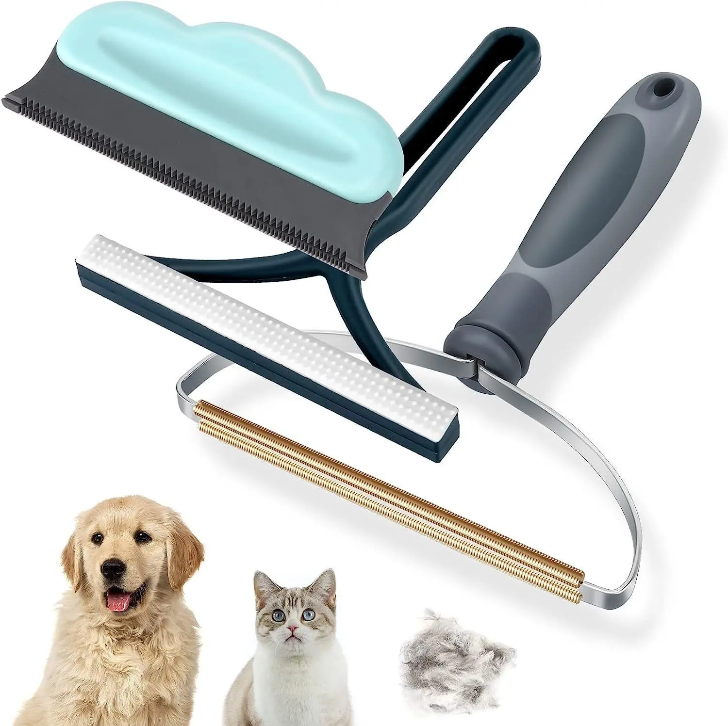 Removedor de fiapos de metal portátil para cães e gatos, barbeador manual reutilizável dupla face, escova de roupas para remoção de pelos