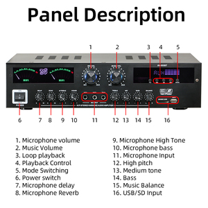 Zhengying AV-555BT 5ch nhà khuếch đại âm thanh bass điện BT khuếch đại kỹ thuật số Hifi FM USB SD cho loa siêu trầm Loa - Product Image 3