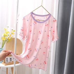 Pijamas de Verano para Niños, Estilo Nuevo, Bata de Casa de Seda con Encaje, Manga Corta, Ropa Interior para Aire Acondicionado, Absorbente de Humedad - Product Image 2