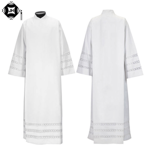 Custom Logo Design Unisex White Priest <strong>Cassock</strong> <strong>Robe</strong> Fit Traditional Church Clergy Wear High Quality 100% Polyester Matte Finish - Product Image 1