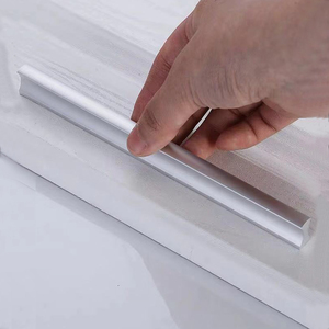 Solid Aluminum Cabinet Handles Matte <b>Black</b> And Silver For Wardrobe Drawer <b>Door</b> Extended Straight Handle - Product Image 3