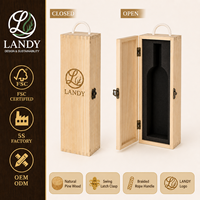Boîte à vin rectangulaire en bois de pin naturel gravée pour bouteille unique, avec insert en mousse et fermeture à bascule en corde, emballage cadeau, vente en gros