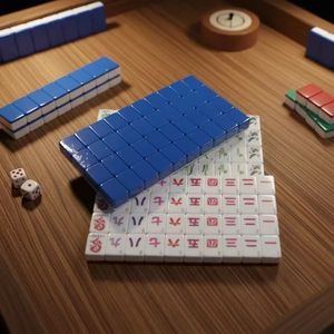 160-Piece 4-Layer Blue Acrylic Mahjong Tiles Painted Engraved Eco-Friendly Made Guangdong Shenzhen <b>Entertainment</b> - Product Image 4