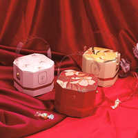 Boîte-cadeau de mariage octogonale romantique fraîche et portable de luxe personnalisée emballage de bijoux boîtes en papier pour bague de mariage vente en gros